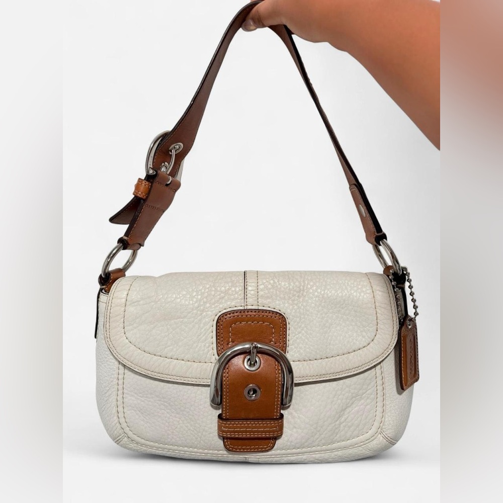 SOLD ‼️‼️‼️‼️ Coach White and Brown Soho Flap Bag
